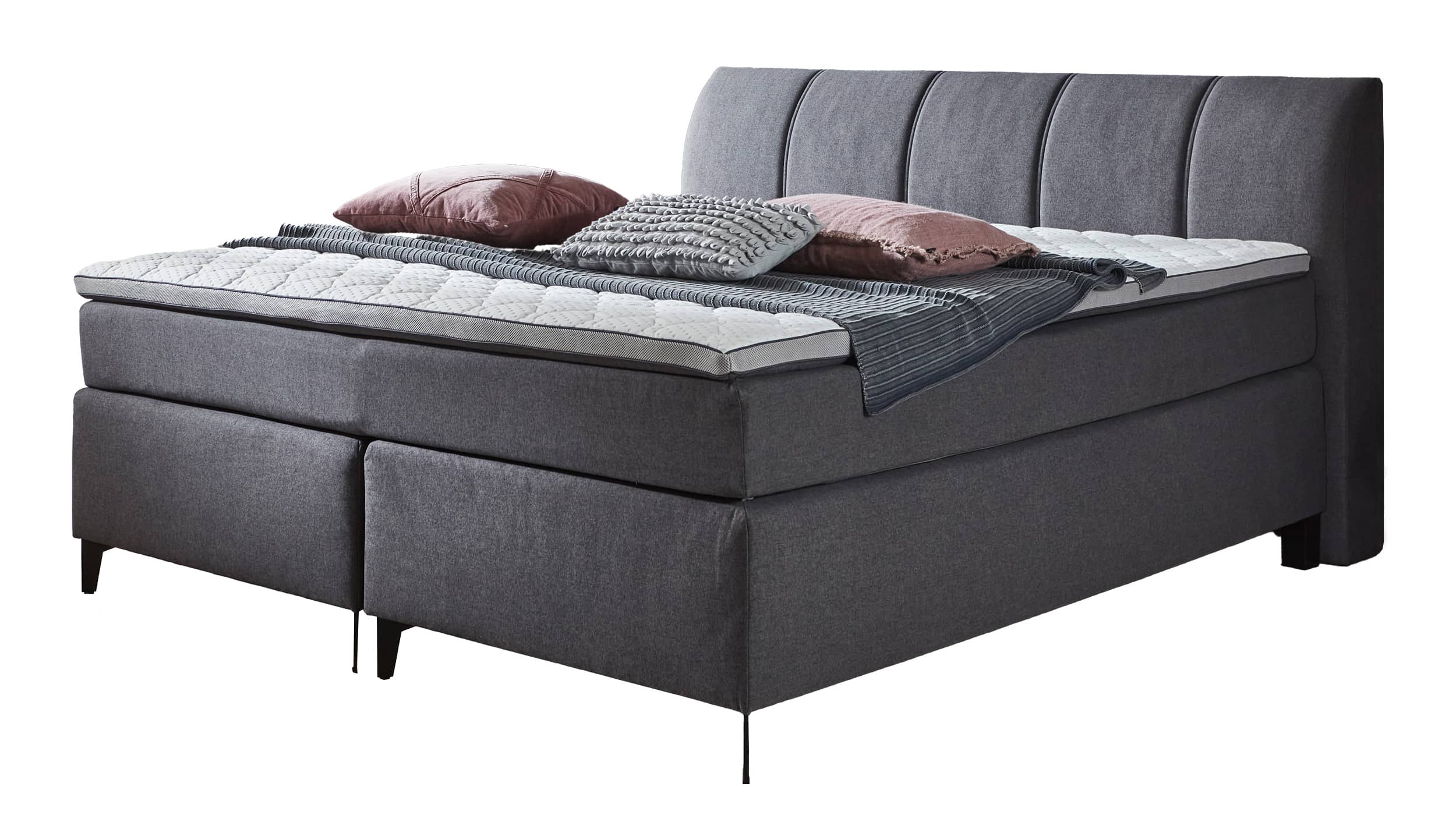 Boxspringbett 180 x 200 cm anthrazit Stoffbezug - DAVIE 