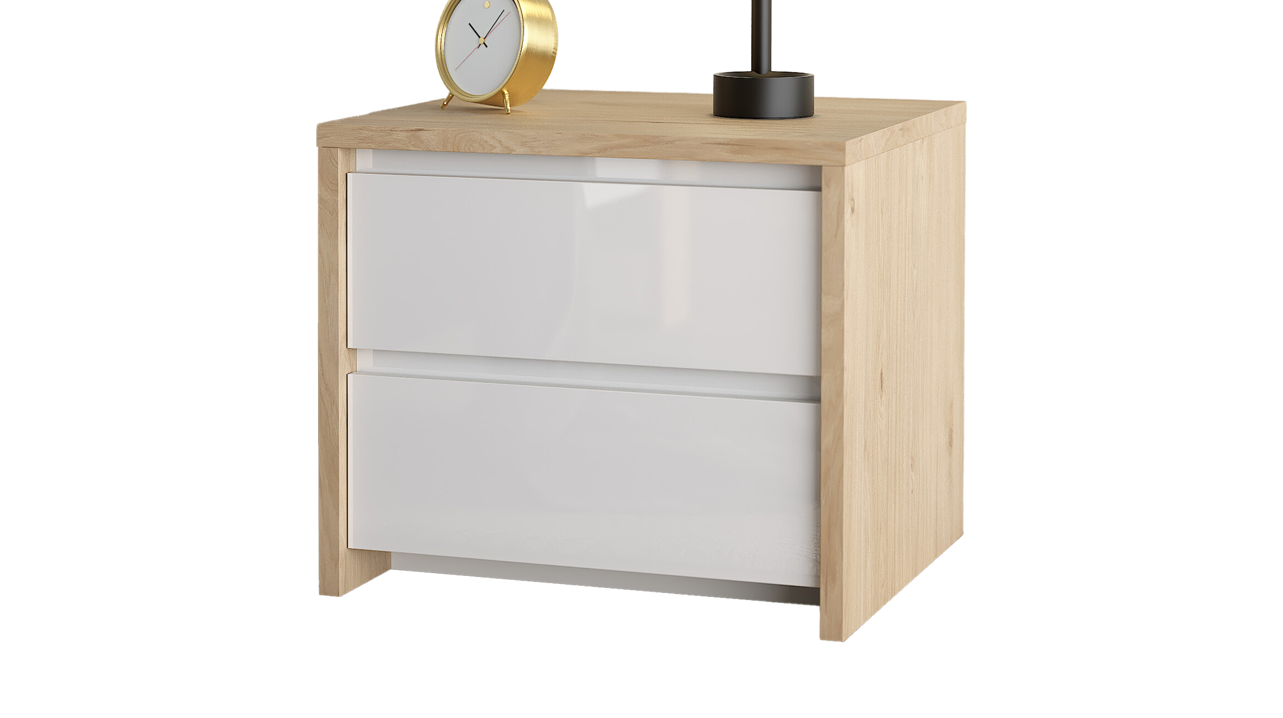 Nachttisch weiß hochglanz - Jackson Hickory 52 cm x 48 cm - NEXT