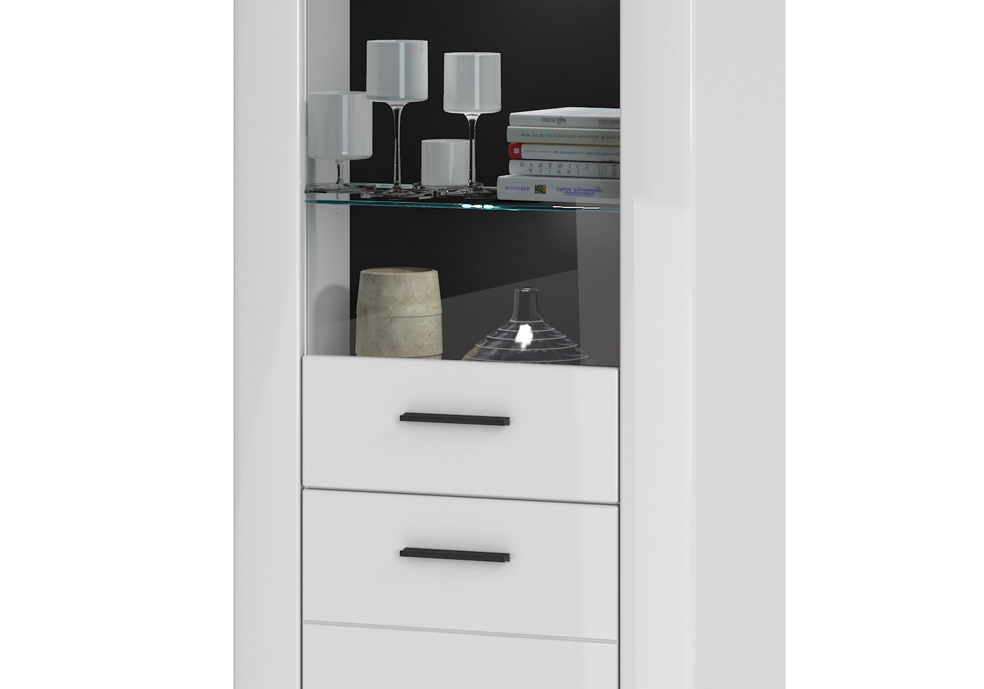 Vitrine mit Glastür weiß hochglanz 198 cm - COLMAR