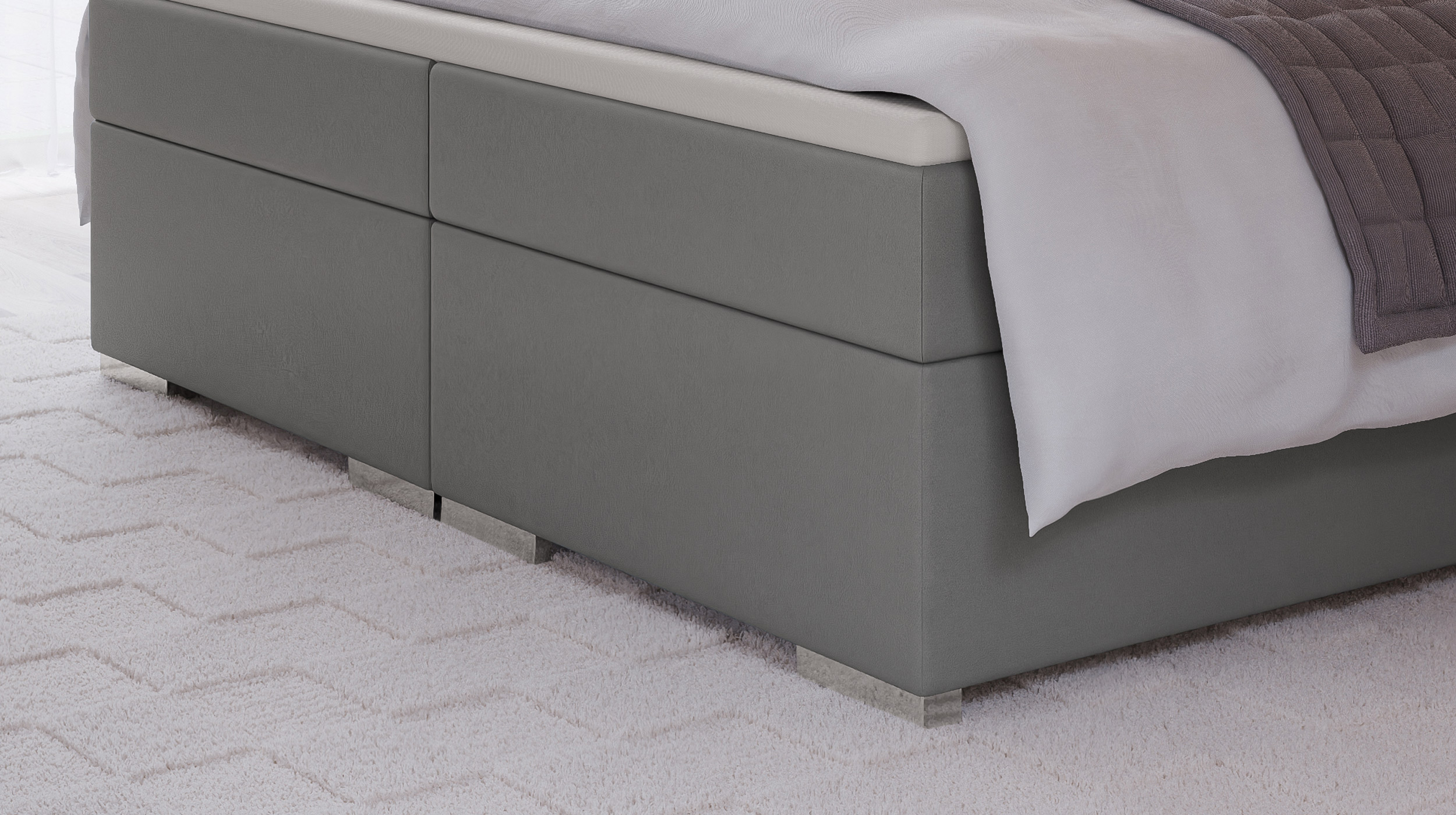 Boxspringbett 180 x 200 cm Stoffbezug grau - EVORA