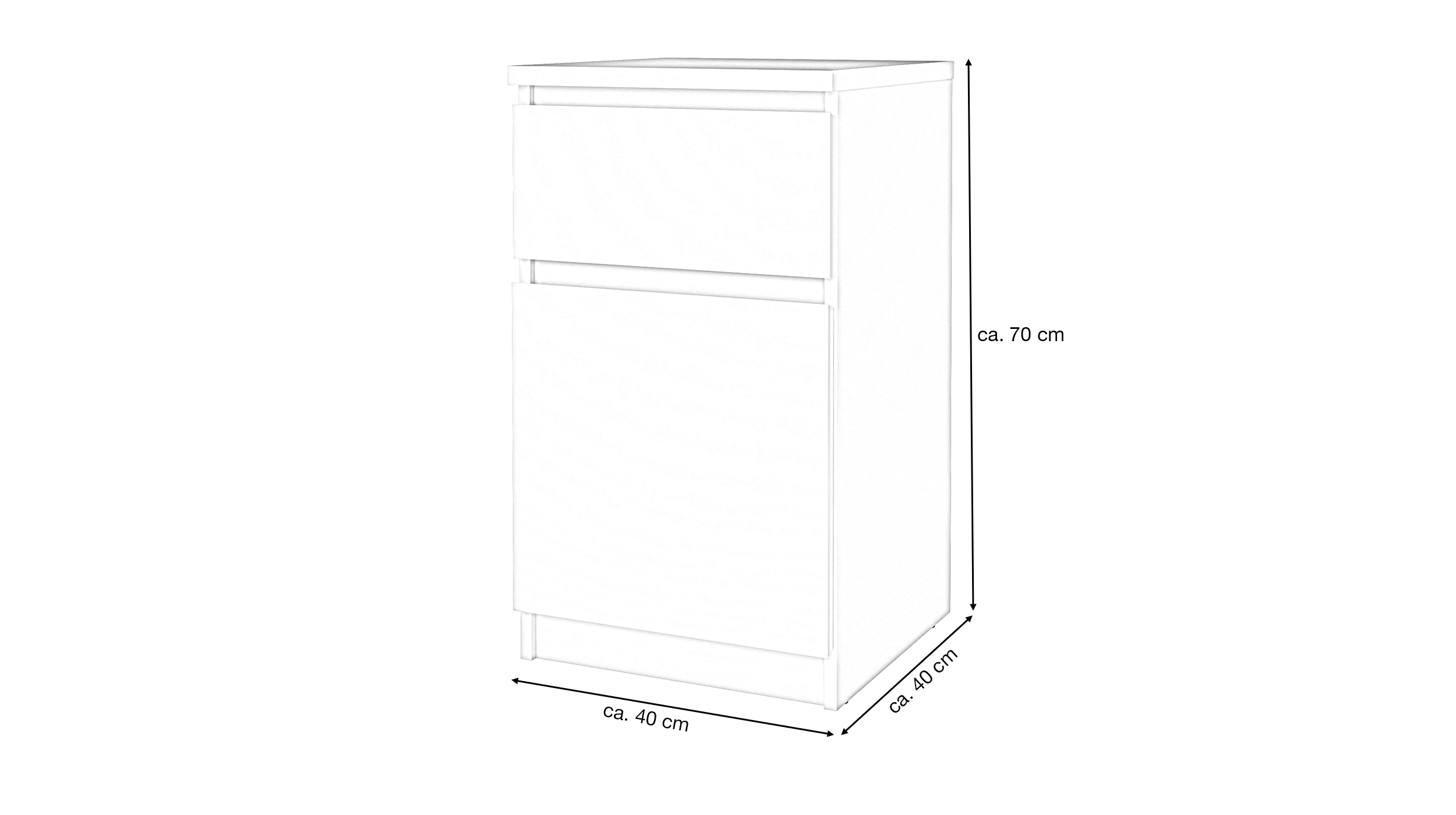 Nachttisch weiß hochglanz 40 x 70 cm 1 Schublade - NAIA