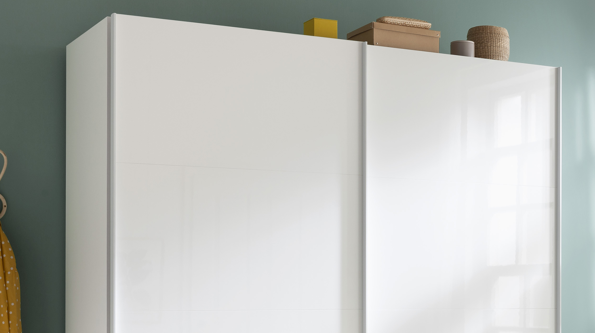 Schwebetürenschrank weiß hochglanz - 250 cm - SYSTEMA