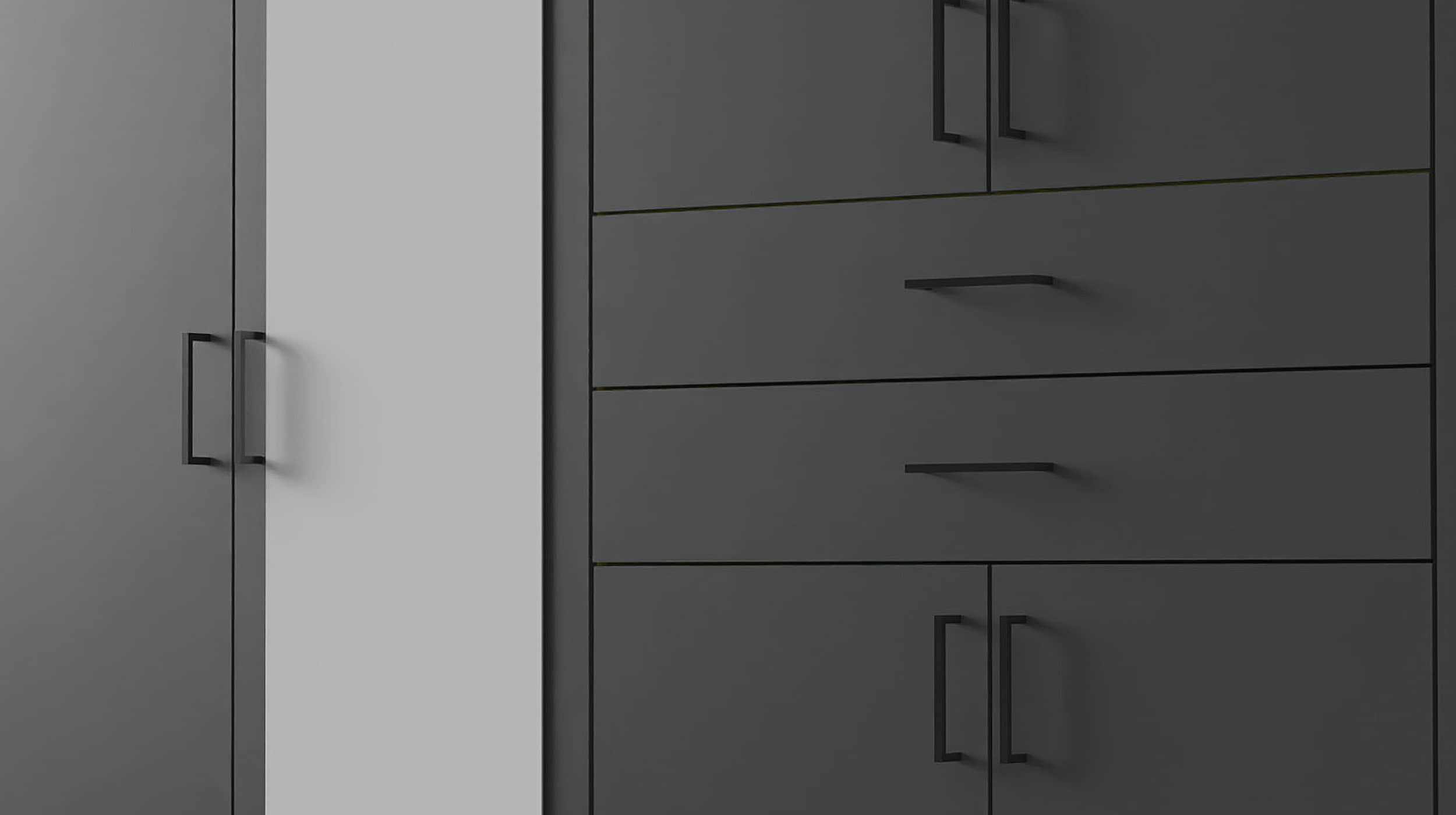 Kleiderschrank mit Spiegel - graphit - 270 cm - DILLINGEN