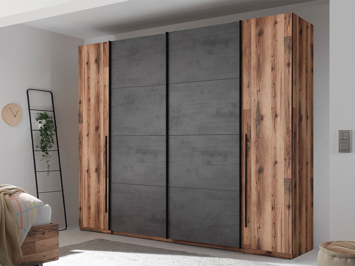 Kleiderschrank Alpine Lodge - grau Schwebetürenschrank 312 cm - SARNIA