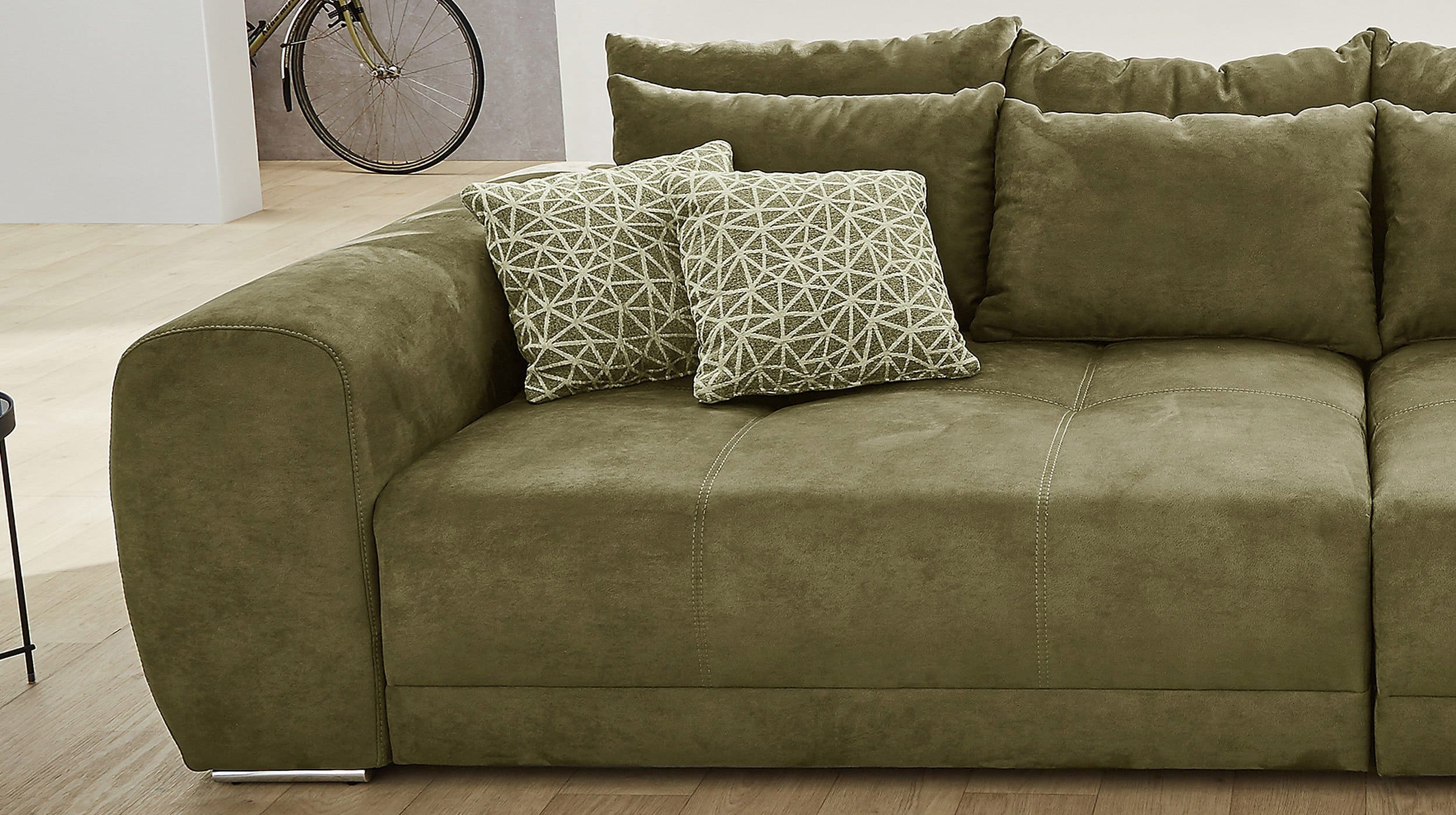 Big Sofa mit Federkern olivgrün 306 cm - MOLDAU