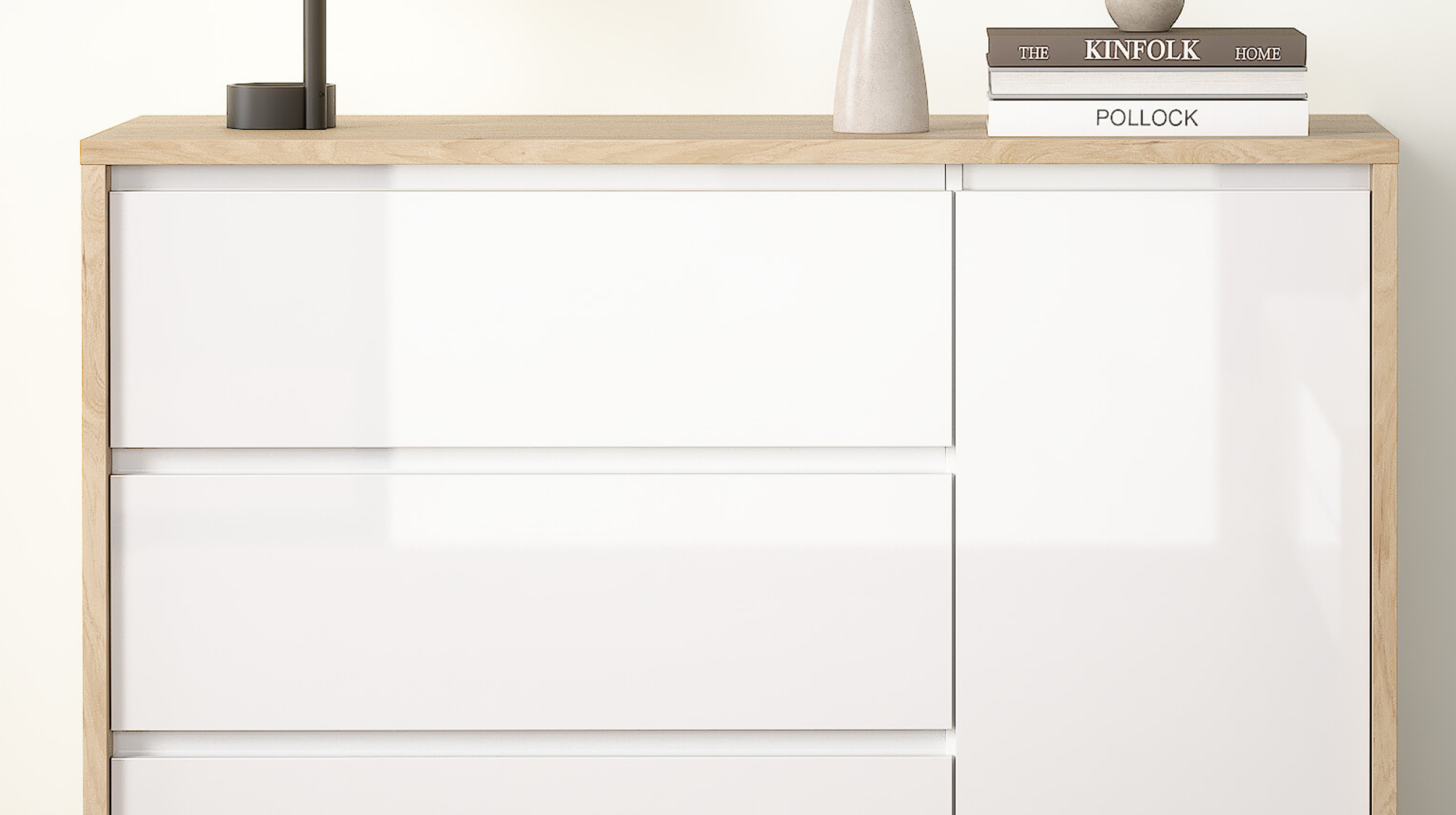 Kommode weiß hochglanz - Jackson Hickory 119 cm x 48 cm - NEXT