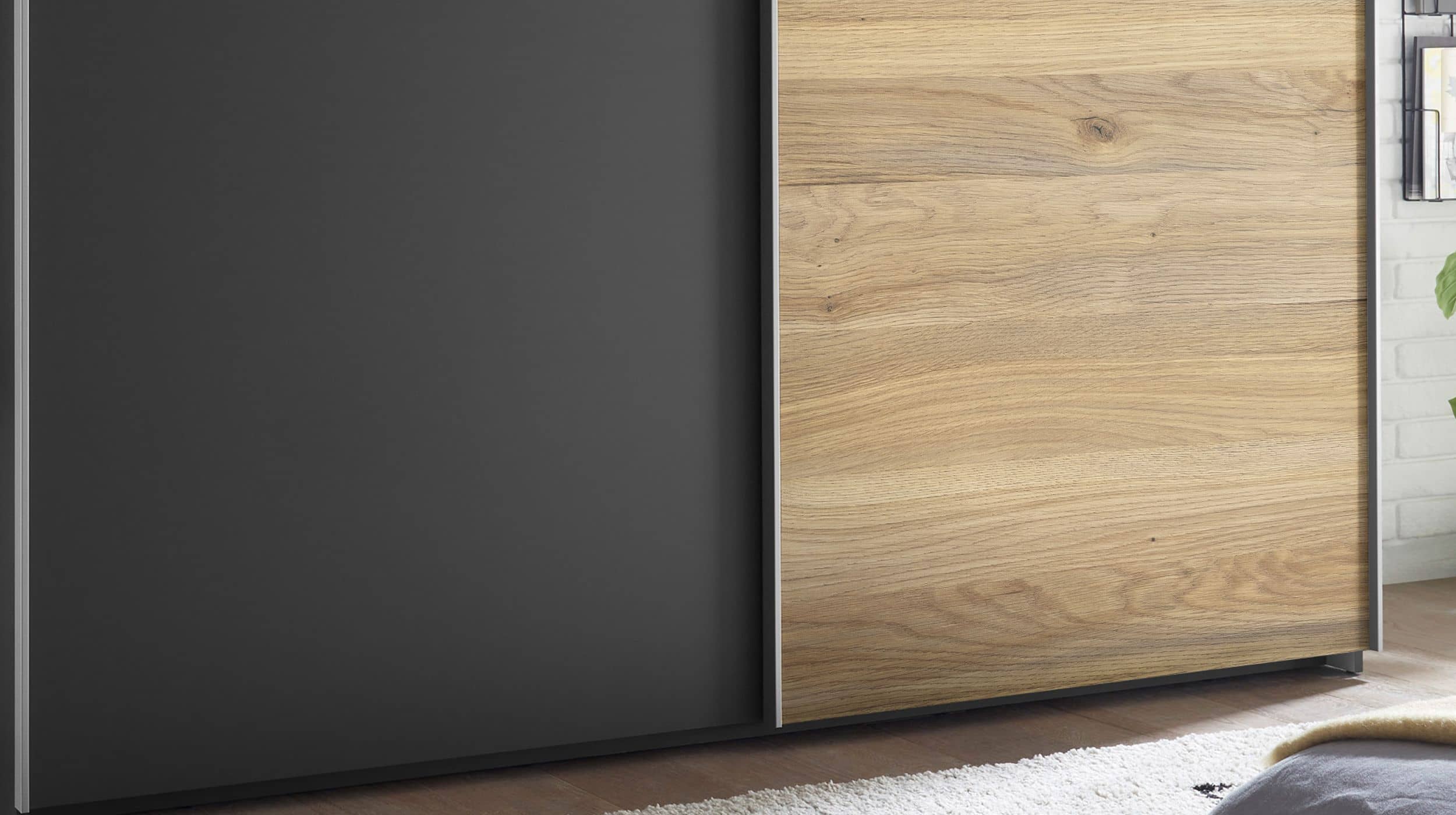 Schwebetürenschrank Eiche graphit - 215 cm - MELTON