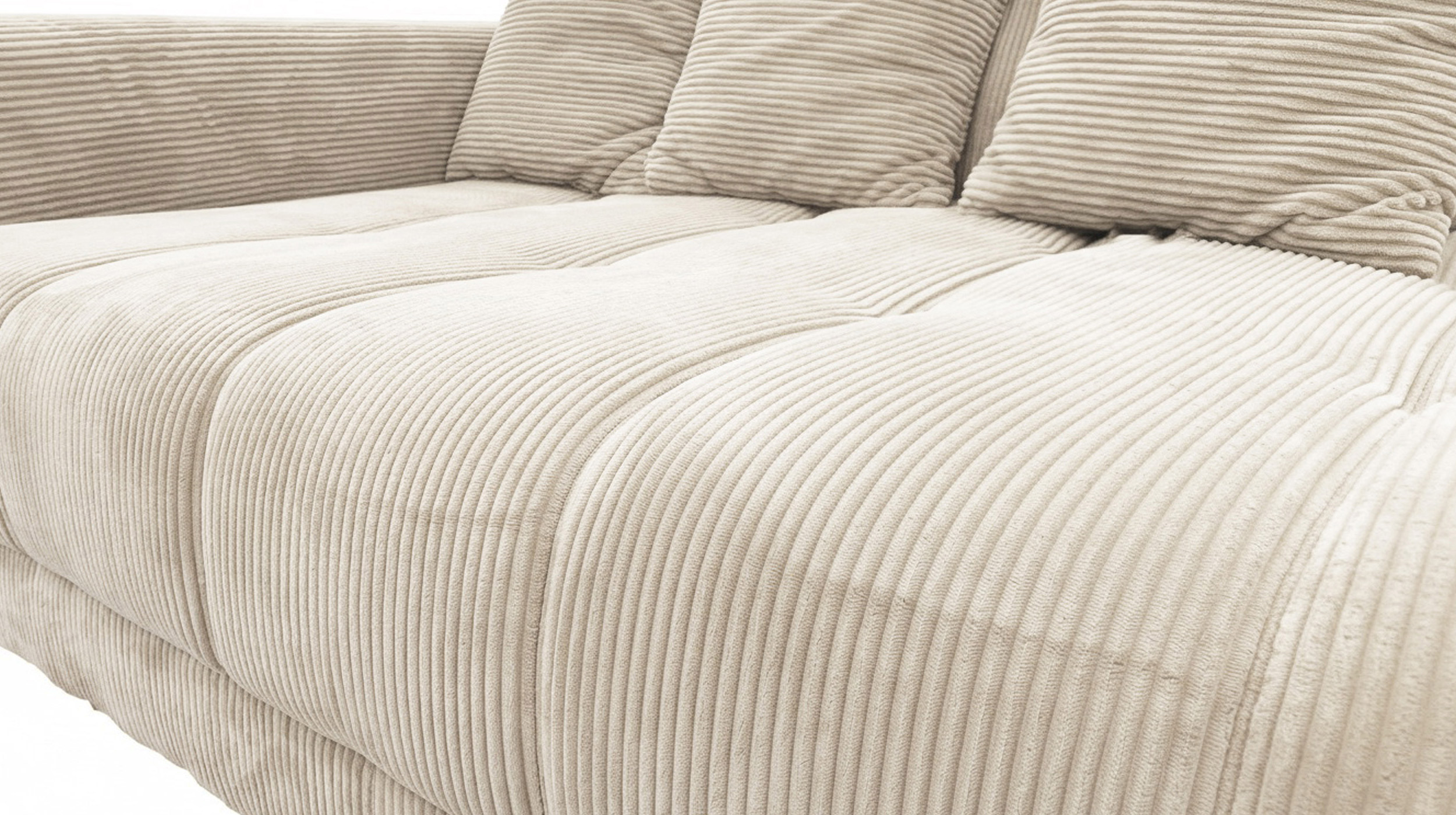 Ecksofa Cord beige elektrisch ausfahrbar 300 cm - OT rechts - ARTEMIS