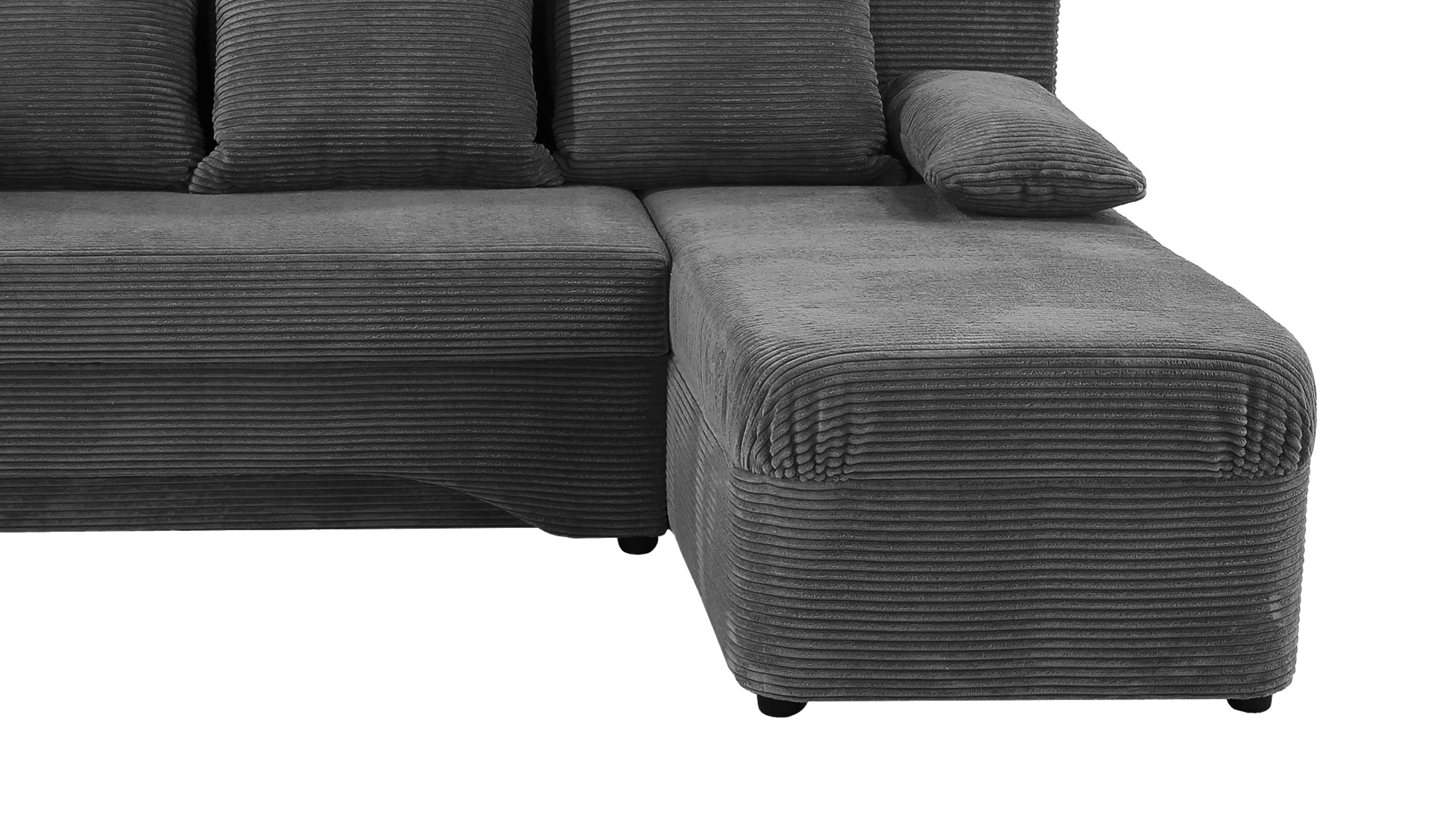 Ecksofa Cord grau Schlaffunktion Bettkasten 191 x 142 cm - POLARIS