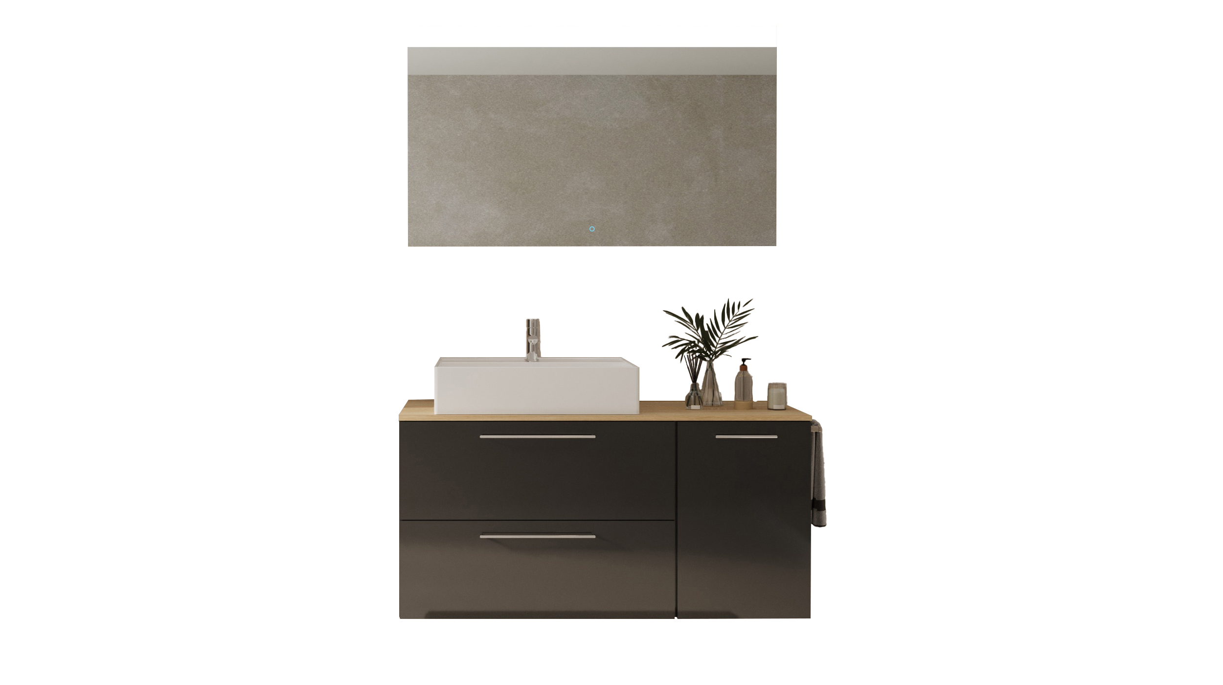 Badmöbel-Set grau hochglanz - 2 Teile - Waschtisch 120 cm - FRANKA