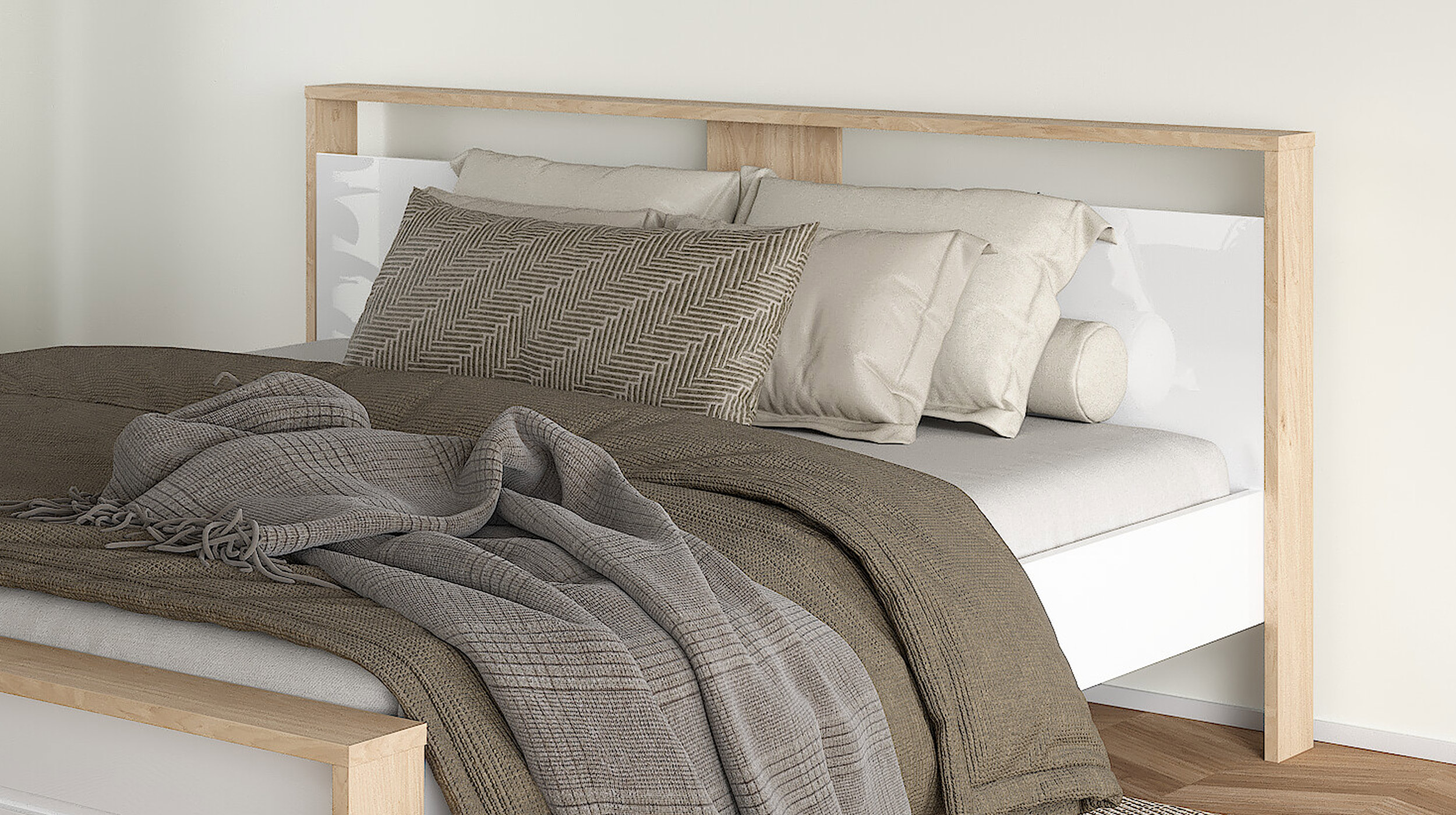 Futonbett 180 x 200 cm weiß hochglanz Jackson Hickory - NEXT