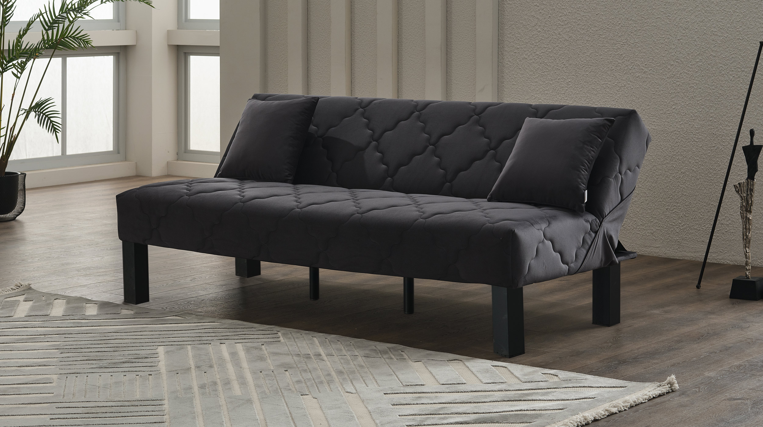 Einzelsofa 3-Sitzer anthrazit Schlaffunktion - 190 cm - MEXICO
