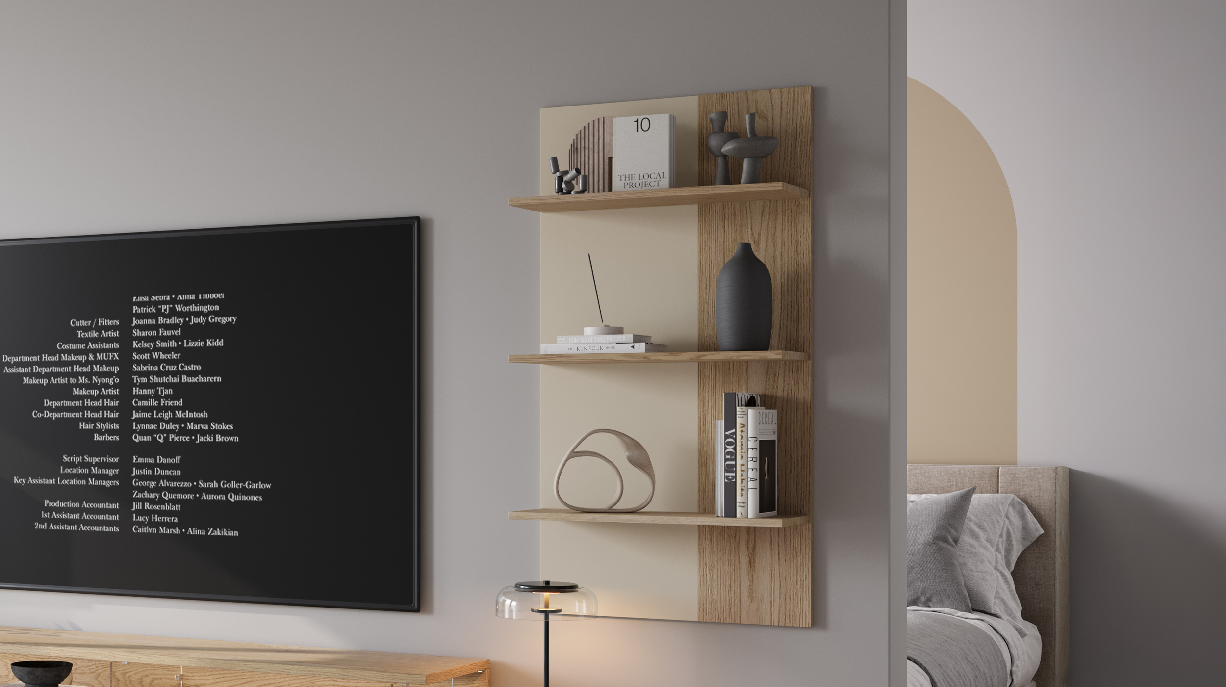 Wandboard beige - Eiche - 60 cm - MEOLO 
