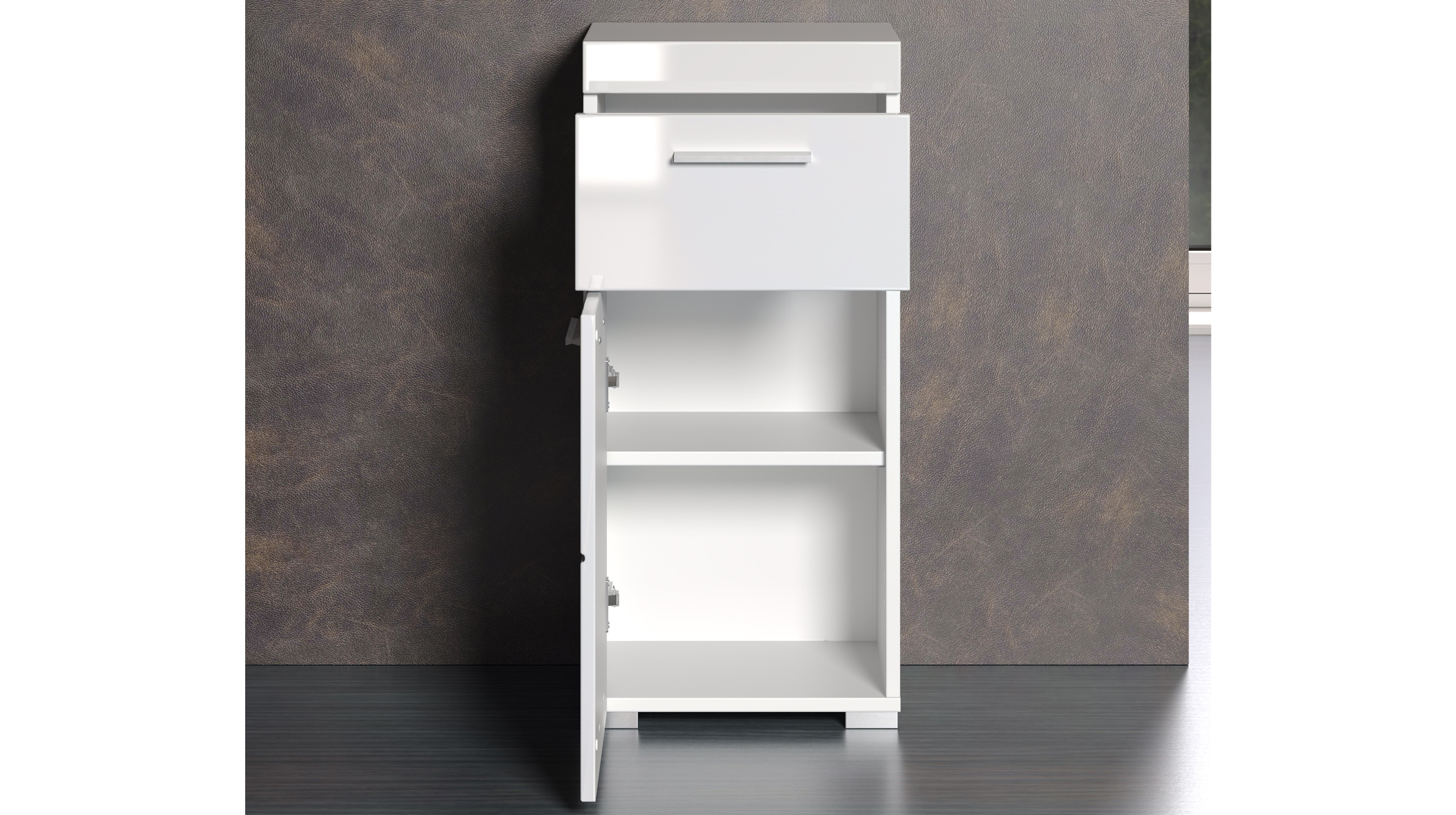 Bad Unterschrank weiß hochglanz 37 cm 1 Tür - AMANDA