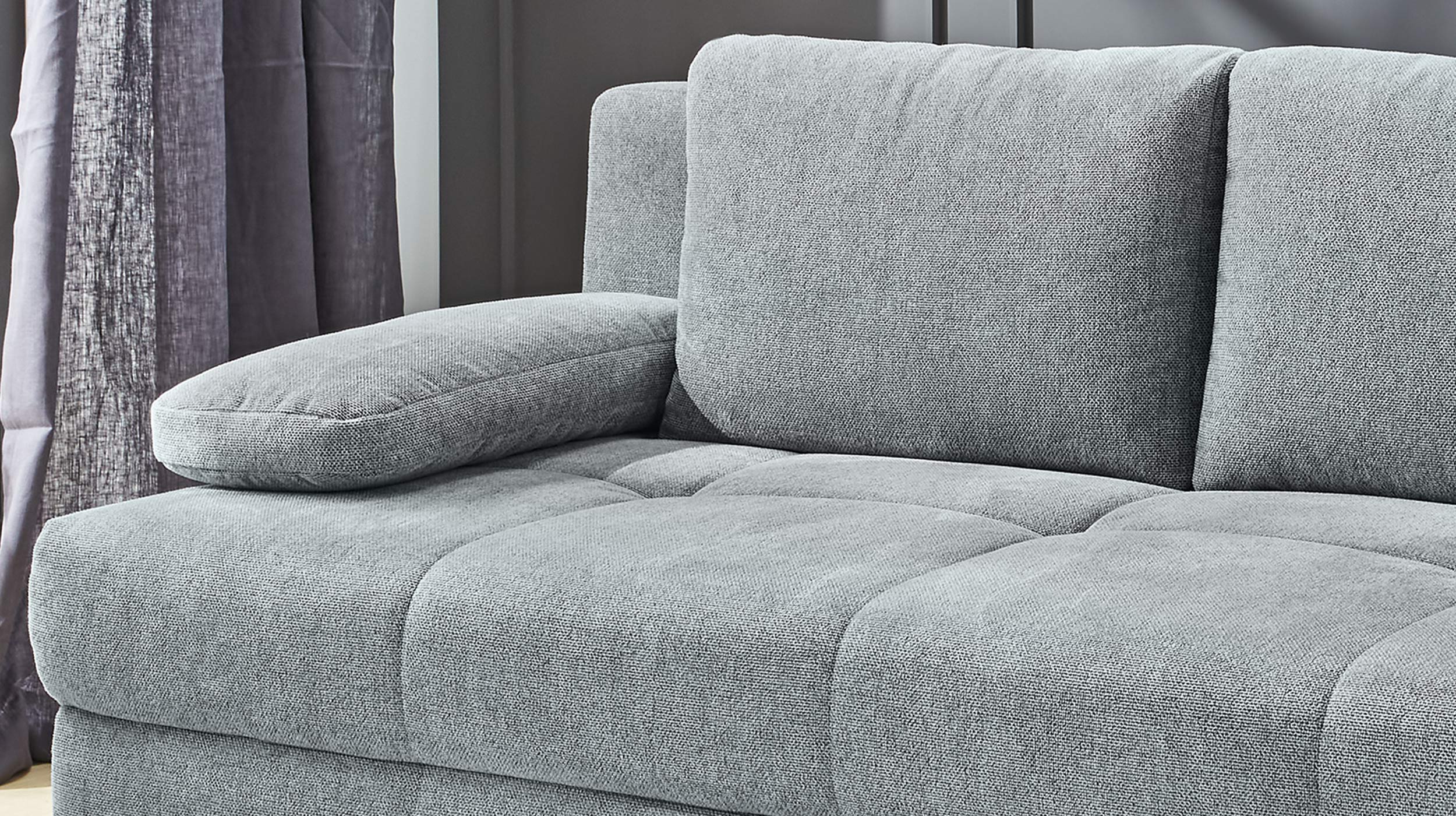 Schlafsofa grau Bettkasten Dauerschläfer Federkern 203 cm - CALLI