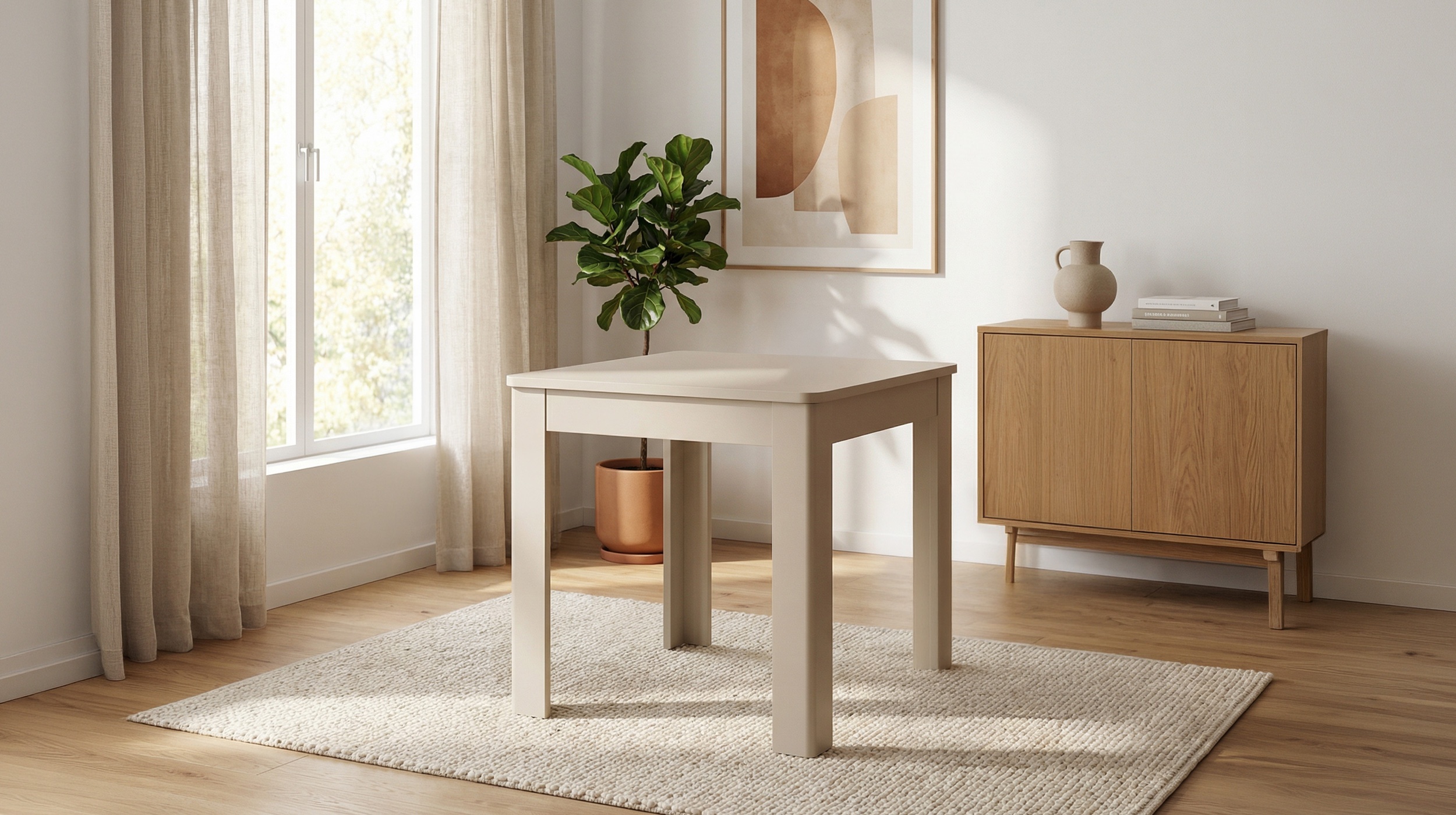 Esstisch beige 80 x 80 cm - mit Schublade - OSLO
