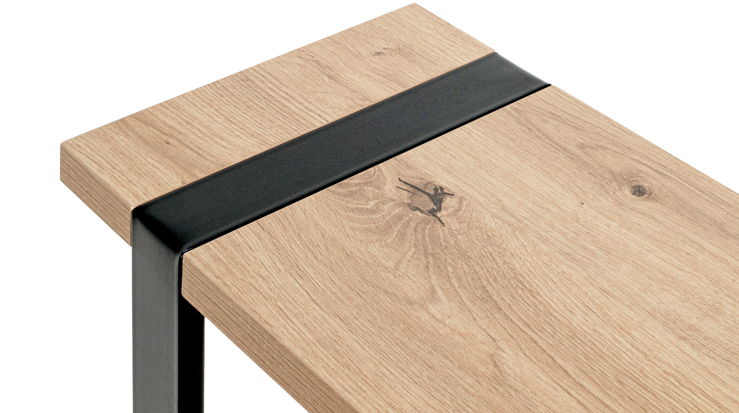 Beistelltisch Eiche schwarz - Metall - rechteckig - Saragossa Beistelltisch Eiche schwarz - Metall - rechteckig - Saragossa