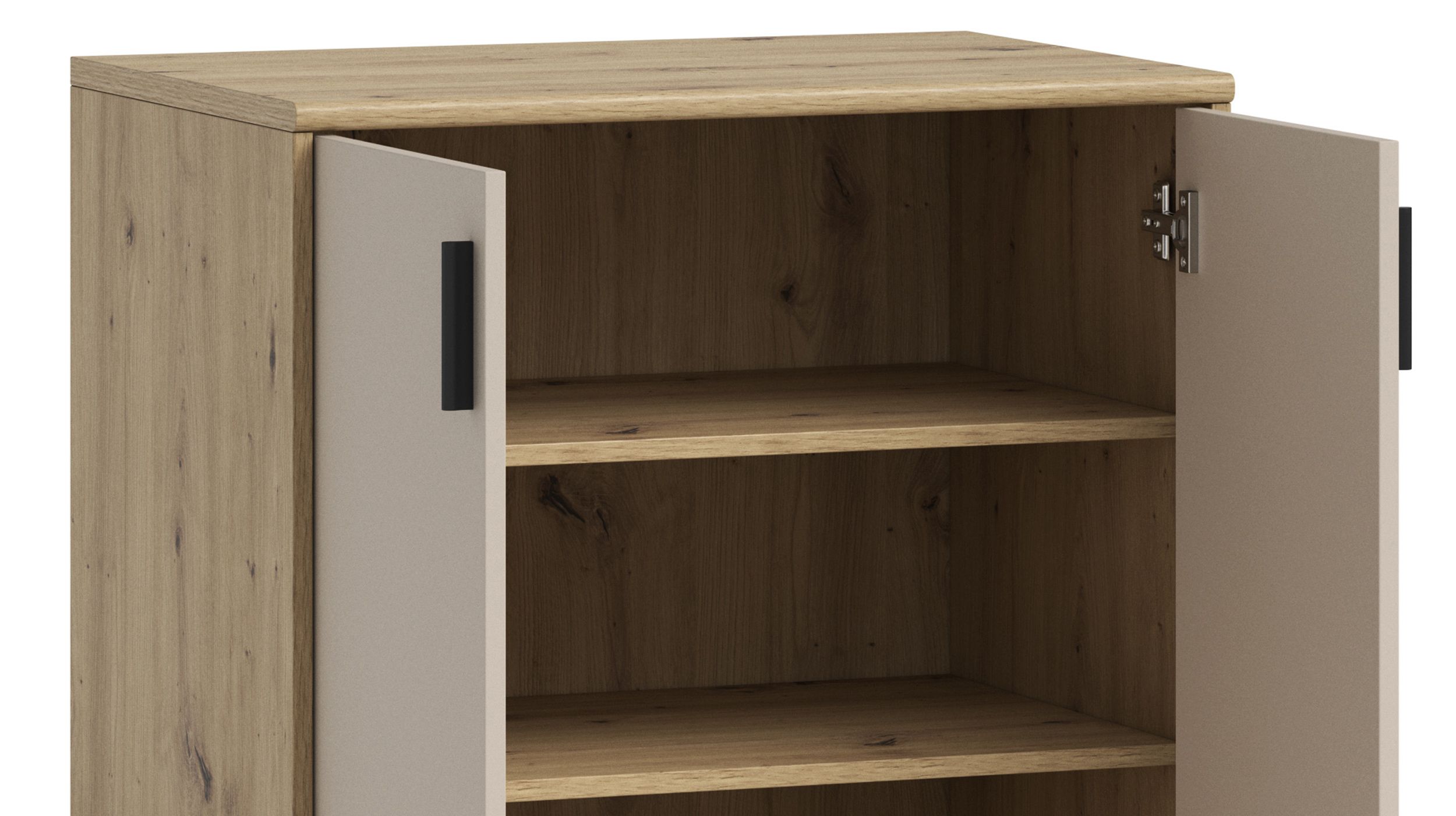 Kommode beige - Artisan Eiche 74 x 50 cm - 2-türig - NELLY