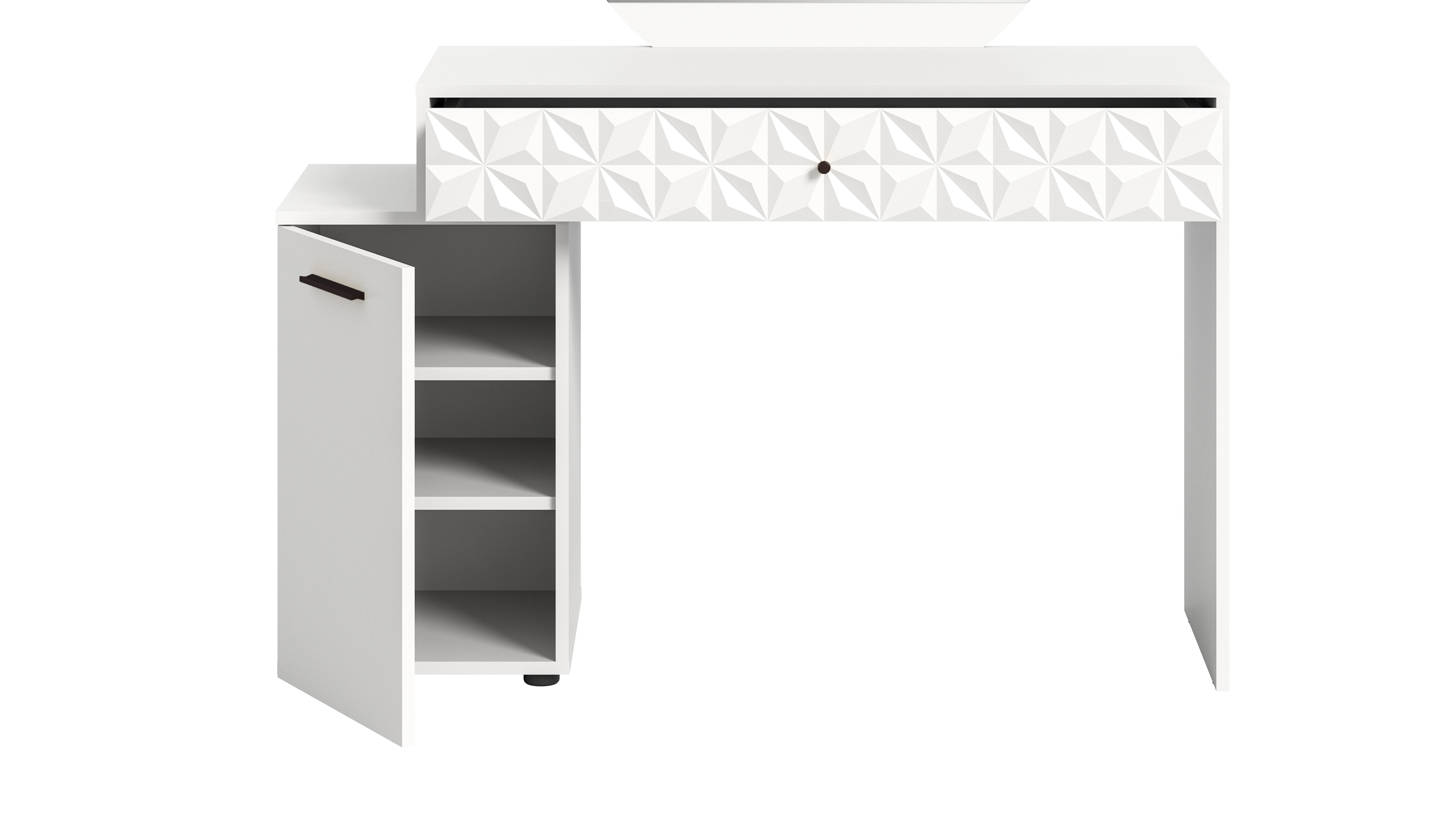 Schminktisch weiß hochglanz 117 cm - mit Spiegel - PRISMA