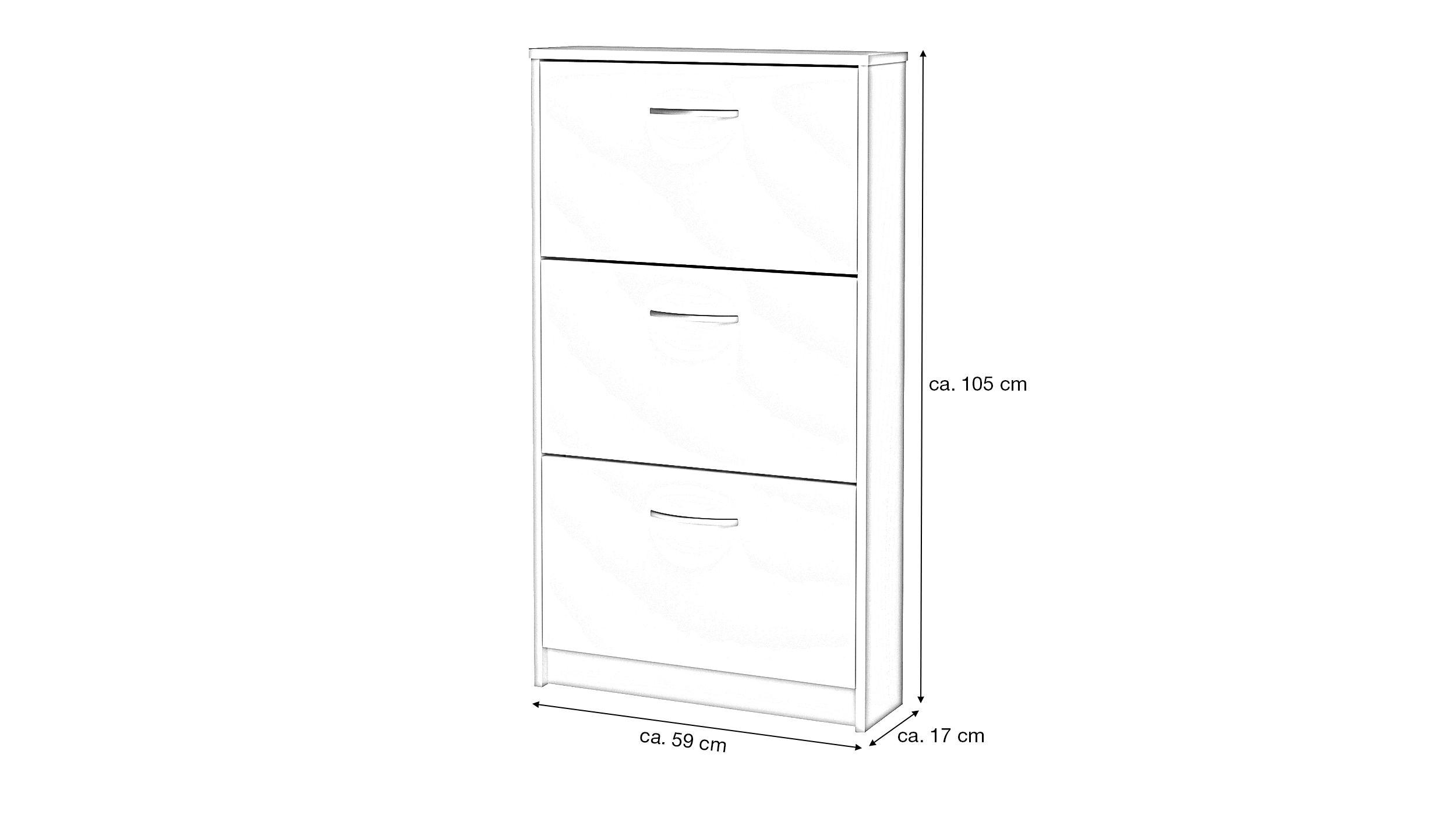 Schuhschrank weiß 59 x 105 cm - 3-türig - STEP