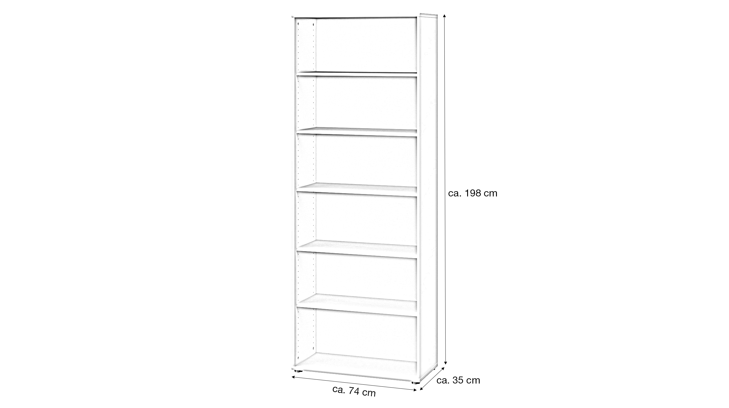 Regal weiß 198 x 74 cm - TEMPRA
