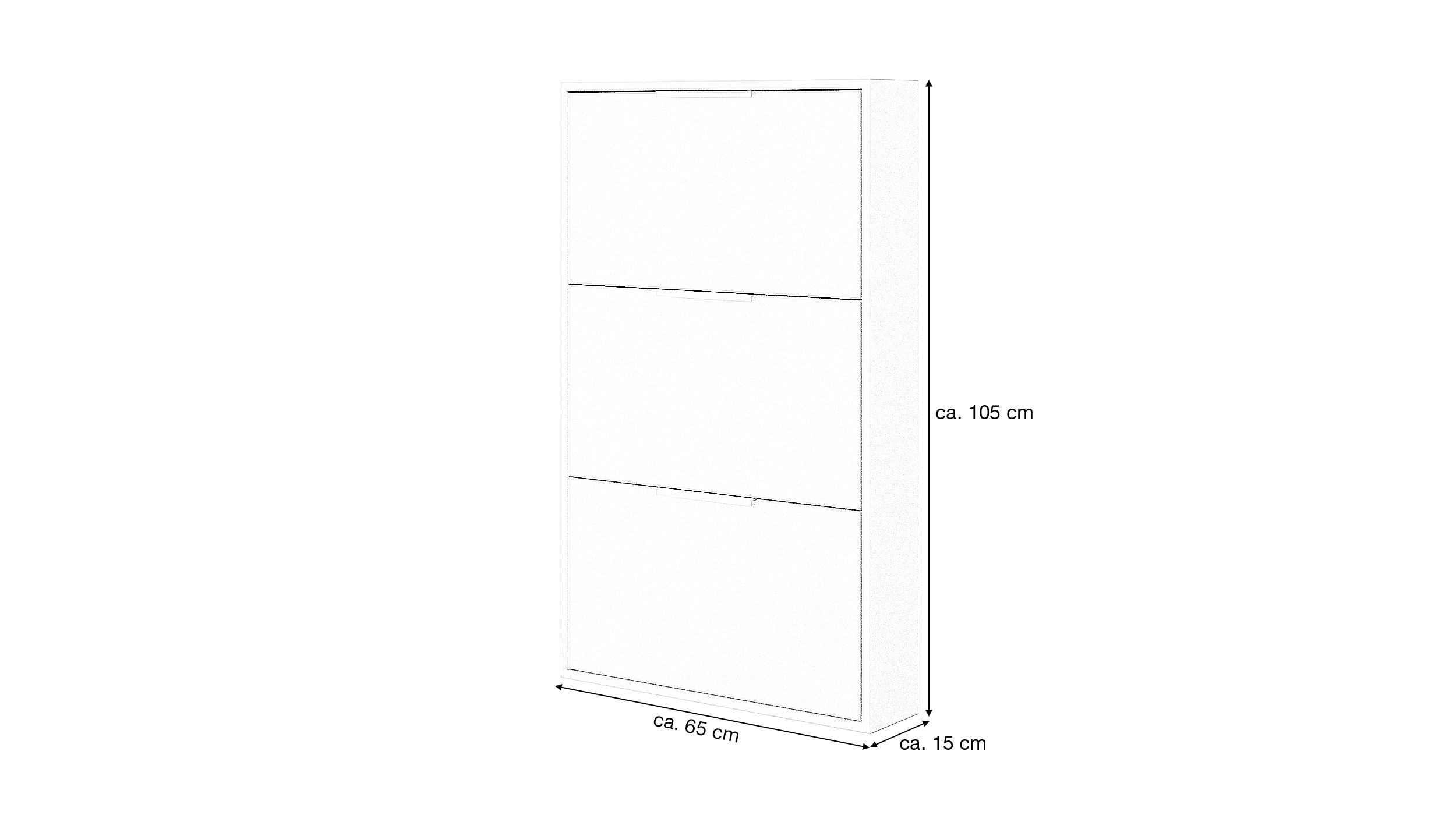 Schuhschrank Artisan Eiche 3-türig 65 x 105 cm - ESPRESSO