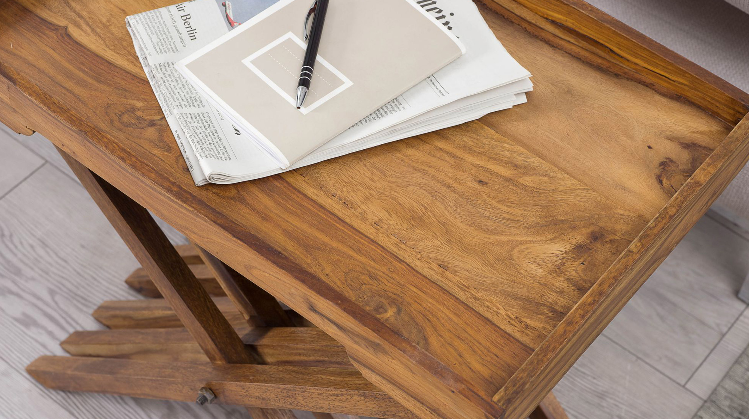 Beistelltisch Sheesham massiv gebeizt 60 x 40 cm - MERJA 