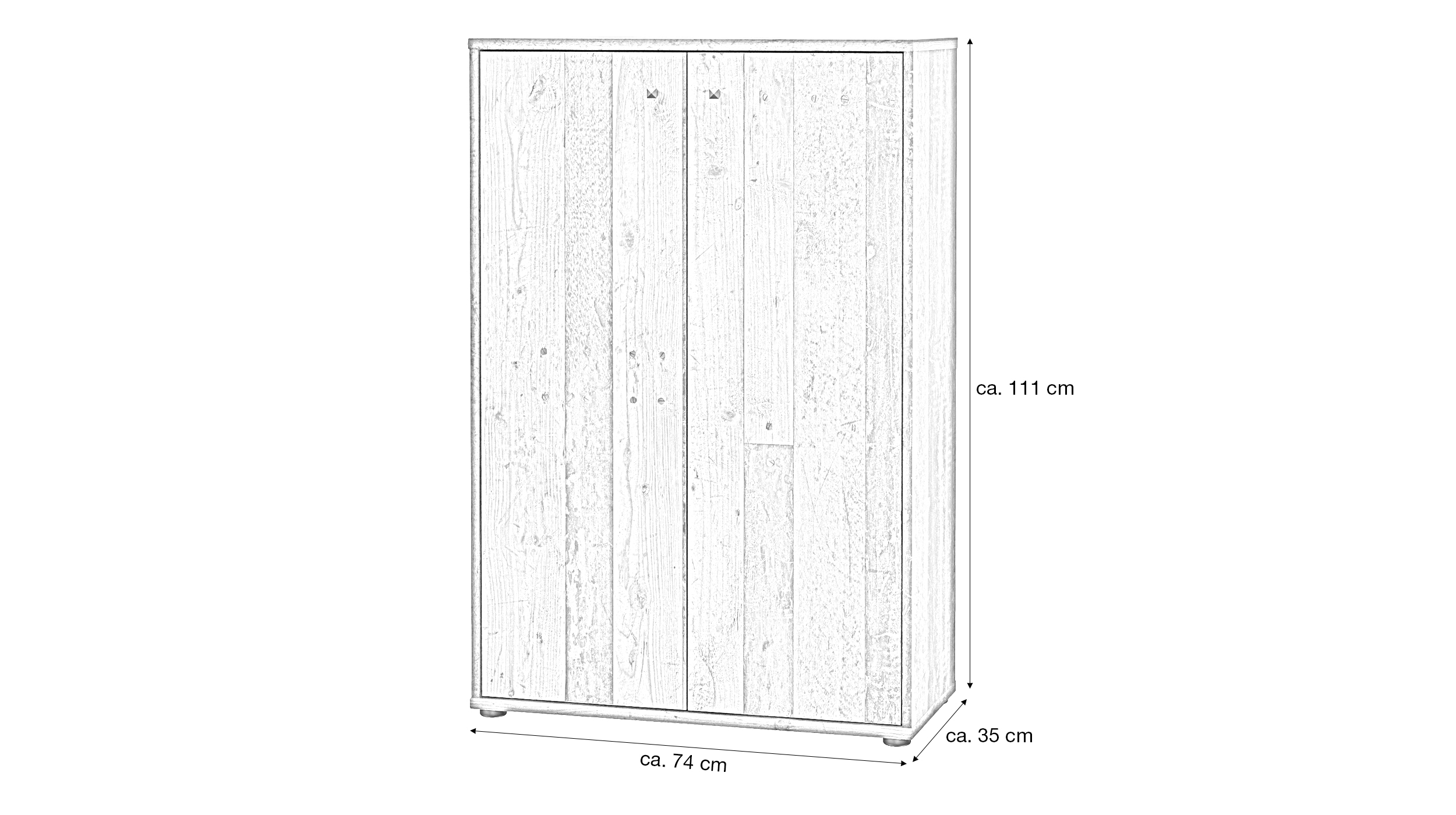 Kommode Old Wood 74 x 35 cm - 2-türig - TEMPRA