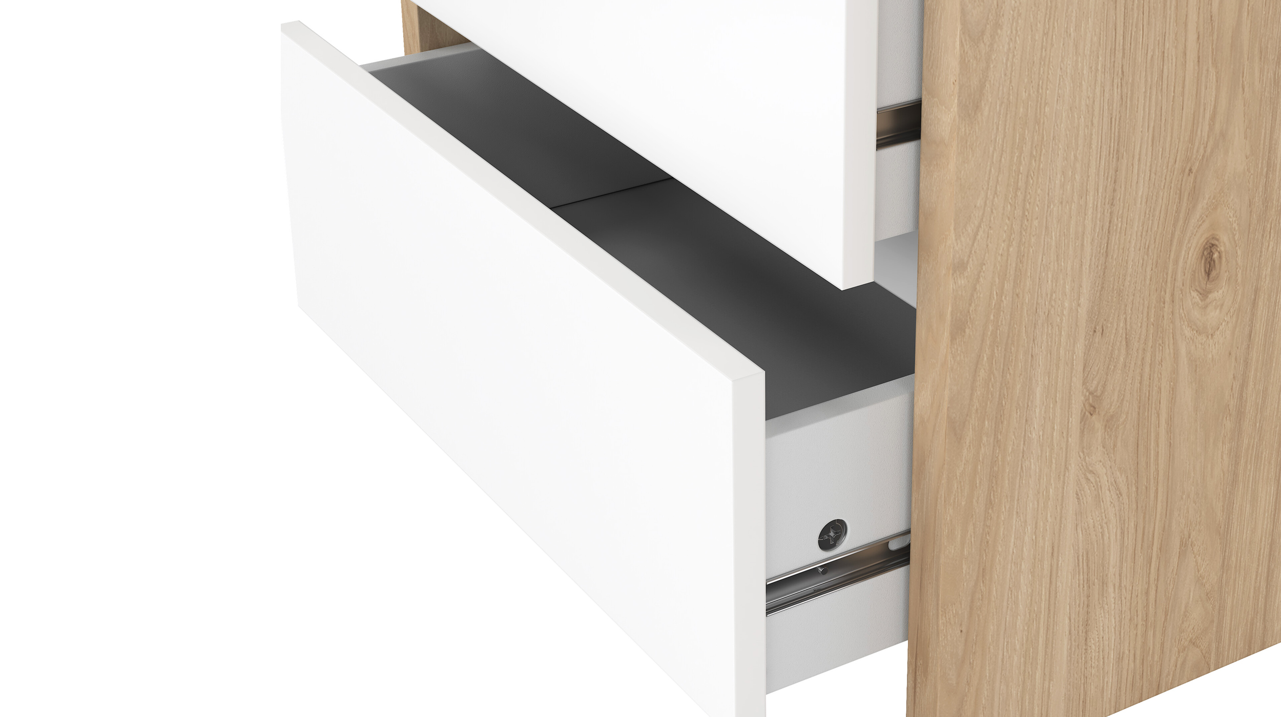 Nachttisch weiß hochglanz - Jackson Hickory 52 cm x 48 cm - NEXT