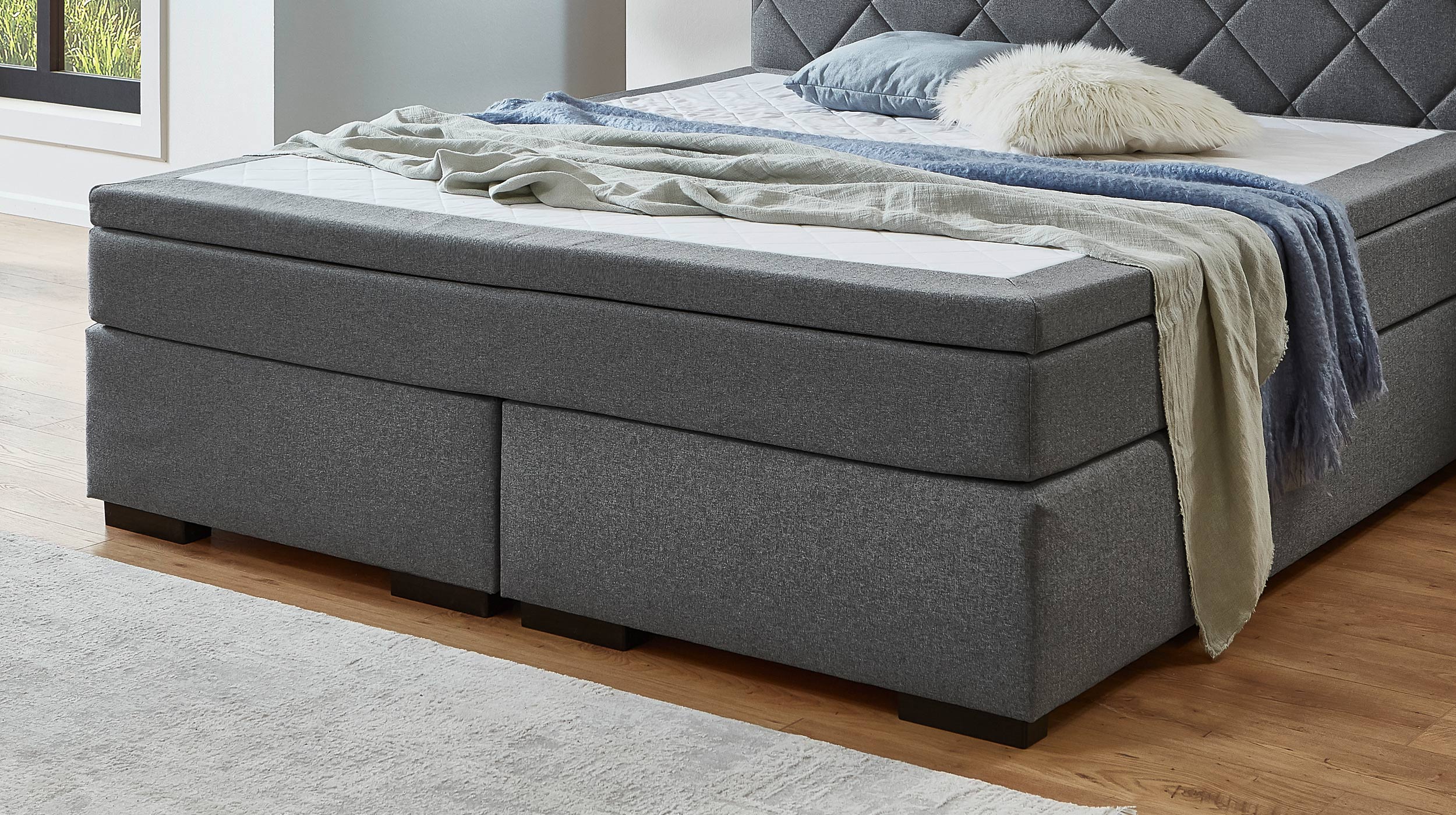 Boxspringbett 180 x 200 cm Stoffbezug grau - INNSBRUCK
