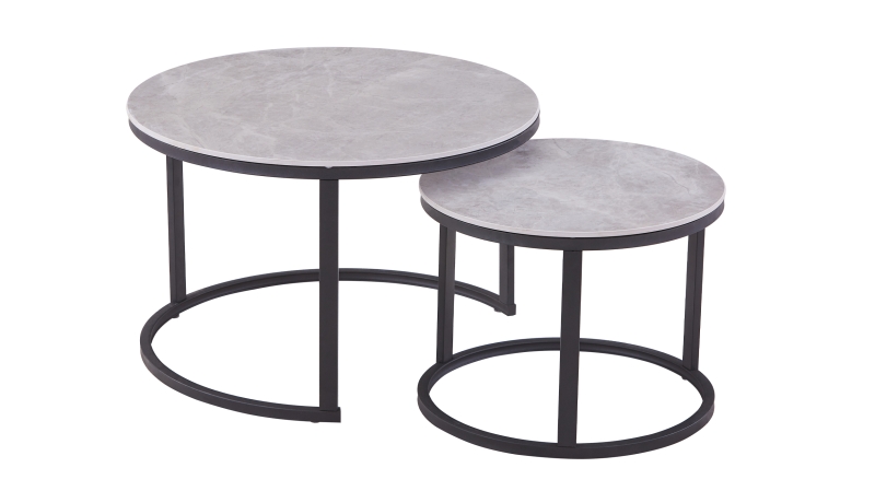 Couchtisch 2er-Set Keramik grau - 70 cm - 50 cm - AMLEKA