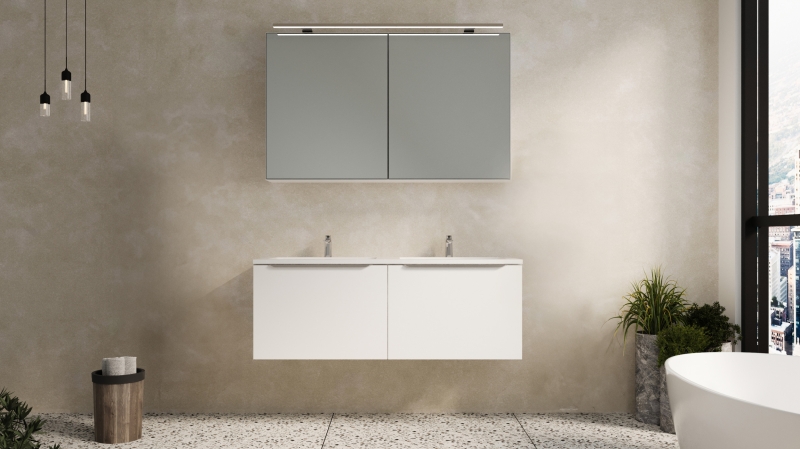 Badmöbel-Set weiß matt - 2 Teile - Waschtisch 121 cm - SANTANA