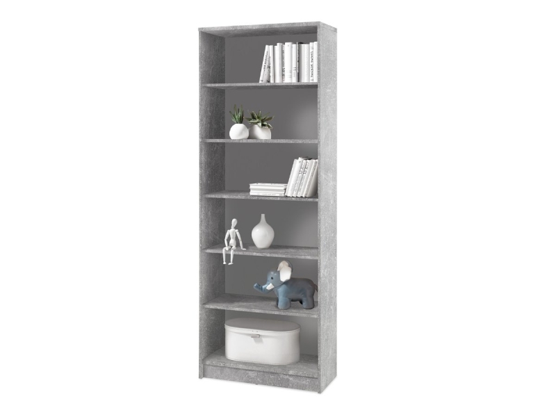 Bücherregal Standregal Betonoptik - weiß 72 x 198 cm - 5 Einlegeböden - OPTIMUS