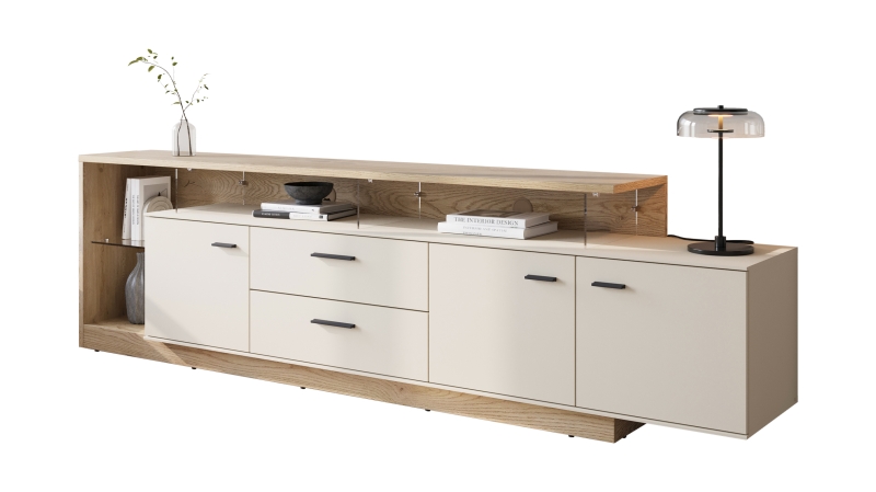 TV - Lowboard beige - Eiche - 236 cm TV-Board - MEOLO