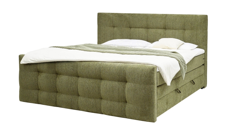Boxspringbett 200 x 200 cm Bettkasten Chenille grün - IMOLA