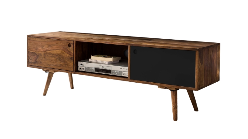 TV-Lowboard Sheesham massiv gebeizt 140 cm - RAKEL 