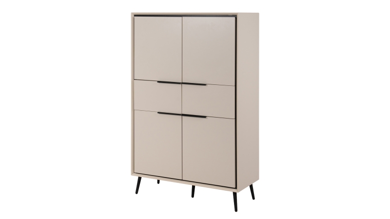 Highboard 4 Türen 2 Schubladen beige schwarz 90 cm - ARONA