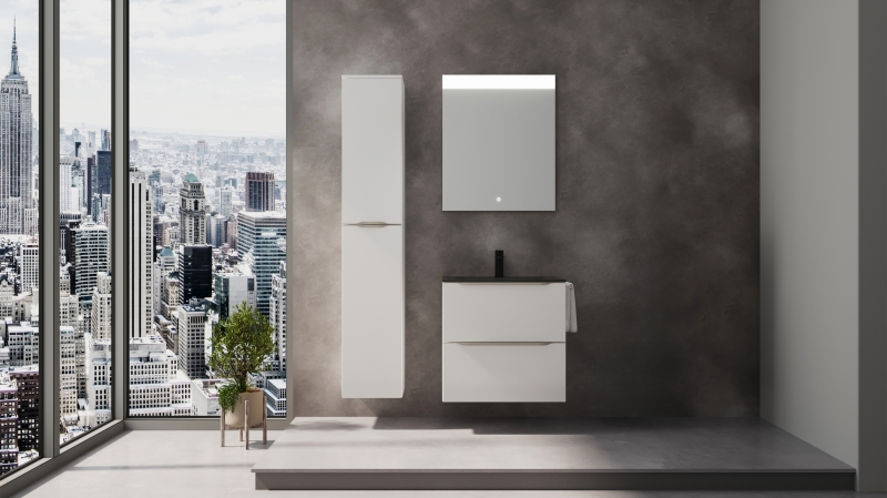 Badmöbel-Set weiß Glanz - 3-Teile mit HS - Waschtisch 60 cm - FRANA