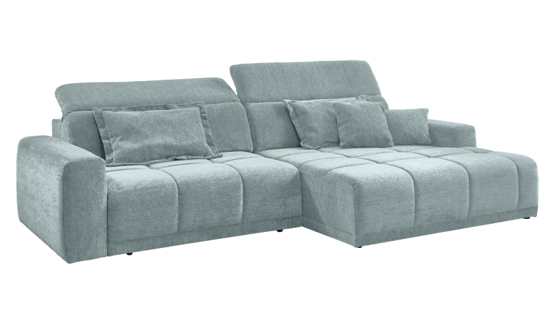Ecksofa grün - 288 x 176 cm - Sitztiefenverstellung - OT rechts - BROOK