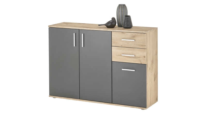 Kommode Viking Oak - grau 120 x 84 cm - BOBBY