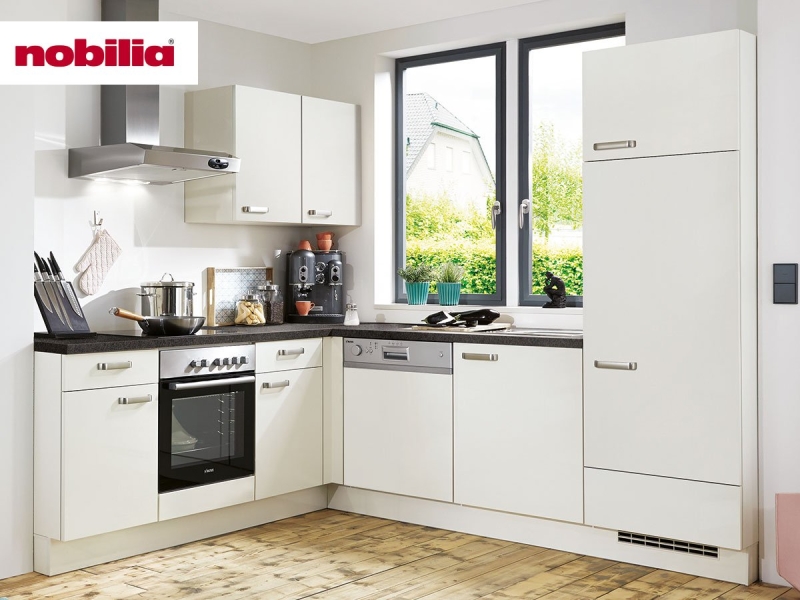 Eckküche 285 x 185 cm - mit Geräten - Küchenfronten Lack matt - TOUCH