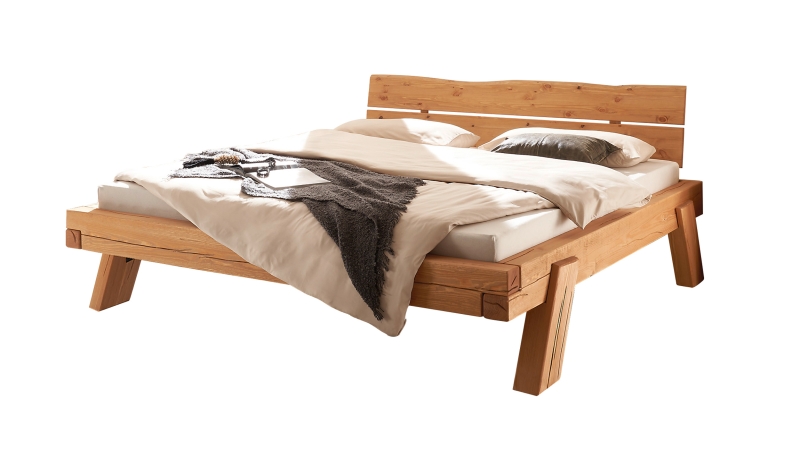 Balkenbett 140 cm Kiefer massiv Holzbeine - TAVEN