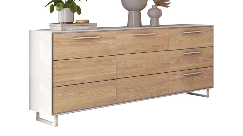 Sideboard mit 3 Schubladen Eiche teilmassiv geölt 163 cm - KAI 