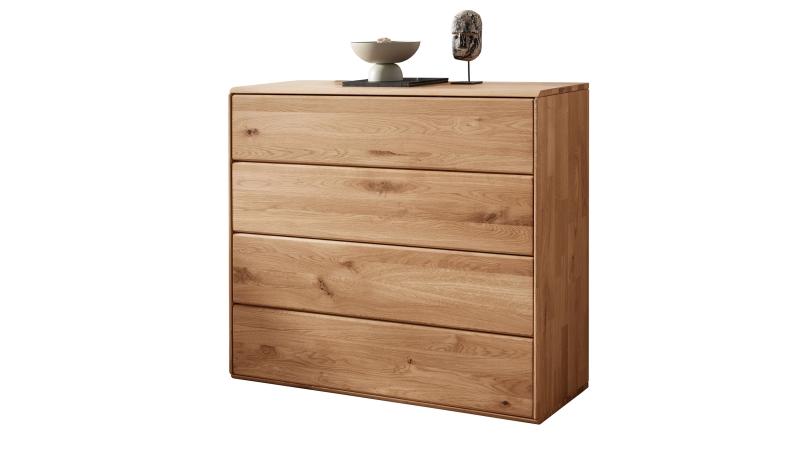 Kommode mit 4 Schubladen Wildeiche massiv geölt 100 cm - SKOV 