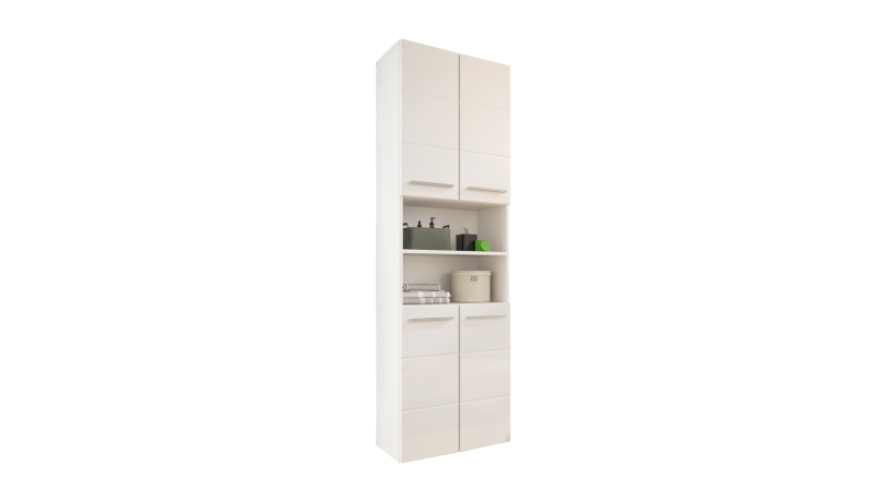 Bad Hochschrank weiß hochglanz 4 Türen Breite 60 cm - MANDY