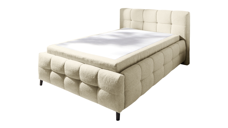 Polsterbett 140 x 200 cm Stoffbezug beige - LUCY