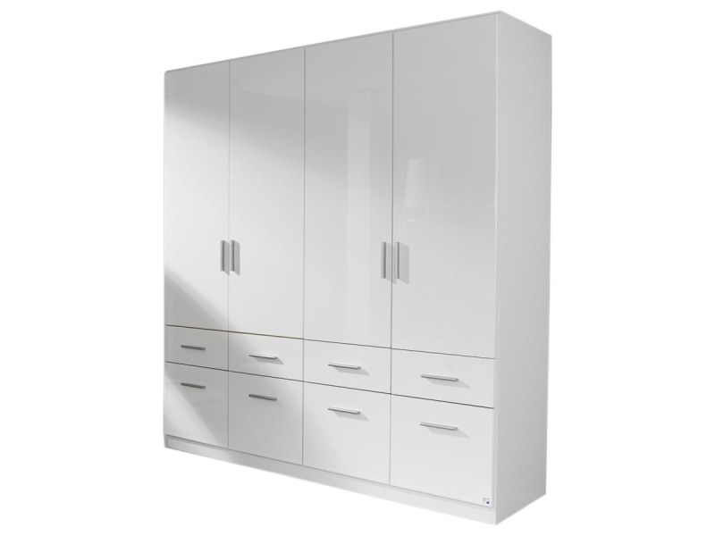 Kleiderschrank weiß hochglanz - rauch - 181 cm - CELLE