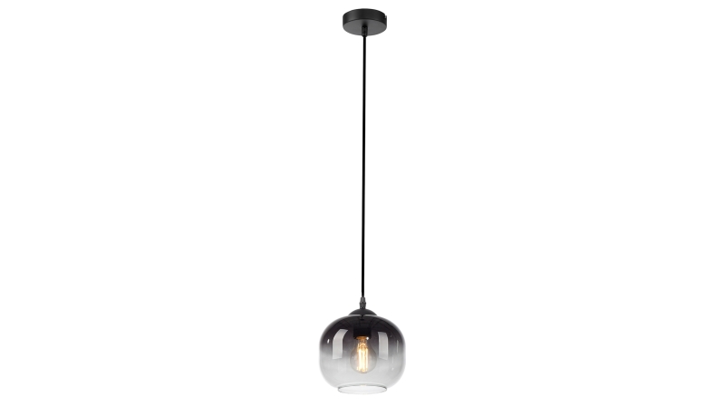 Hängelampe schwarz 19 cm Rauchglas-Lampenschirm - ZEA
