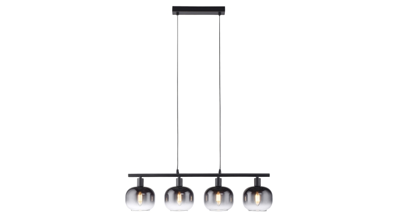 Hängelampe schwarz 68 cm Glasschirm 4-Flammig - ZEA