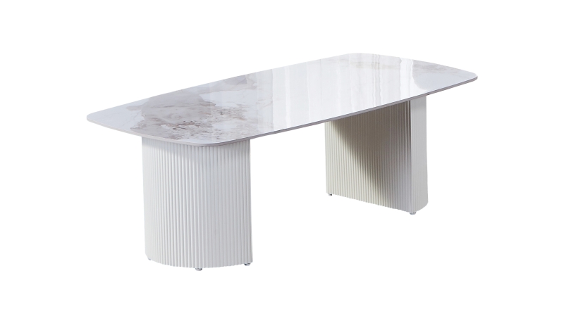 Couchtisch weiß hochglanz Marmoroptik 120 x 70 cm - VITALO